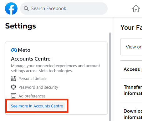 Click 'See More In Accounts Center' On The Left