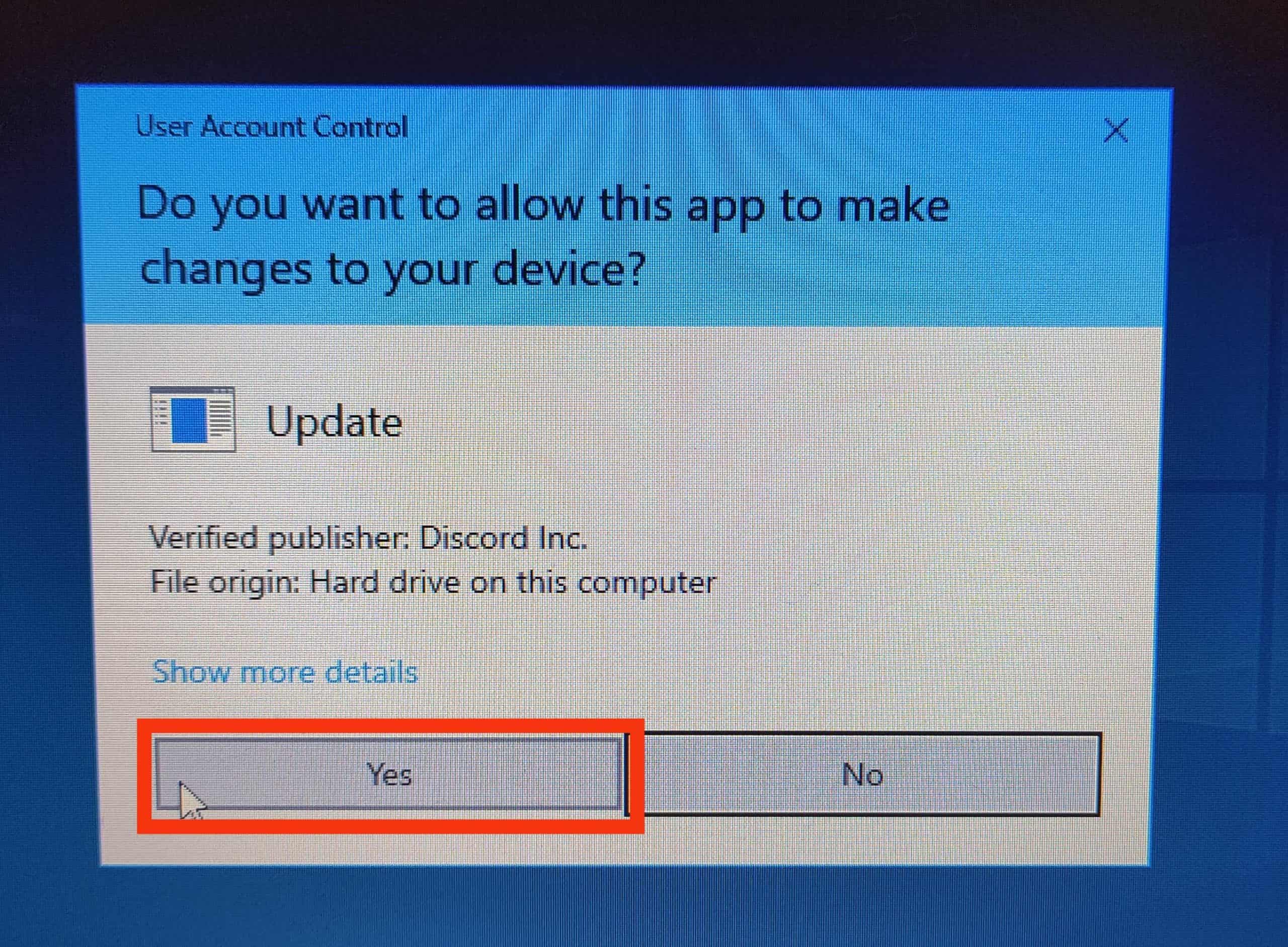 Click Yes To Run Discord