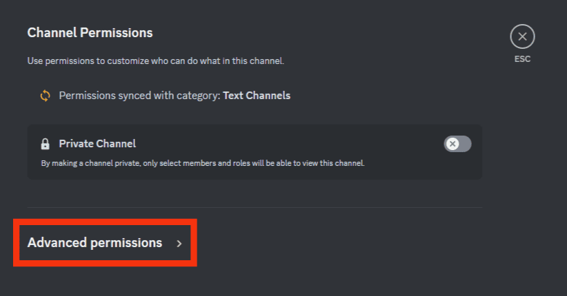 Click On Advanced Permissions