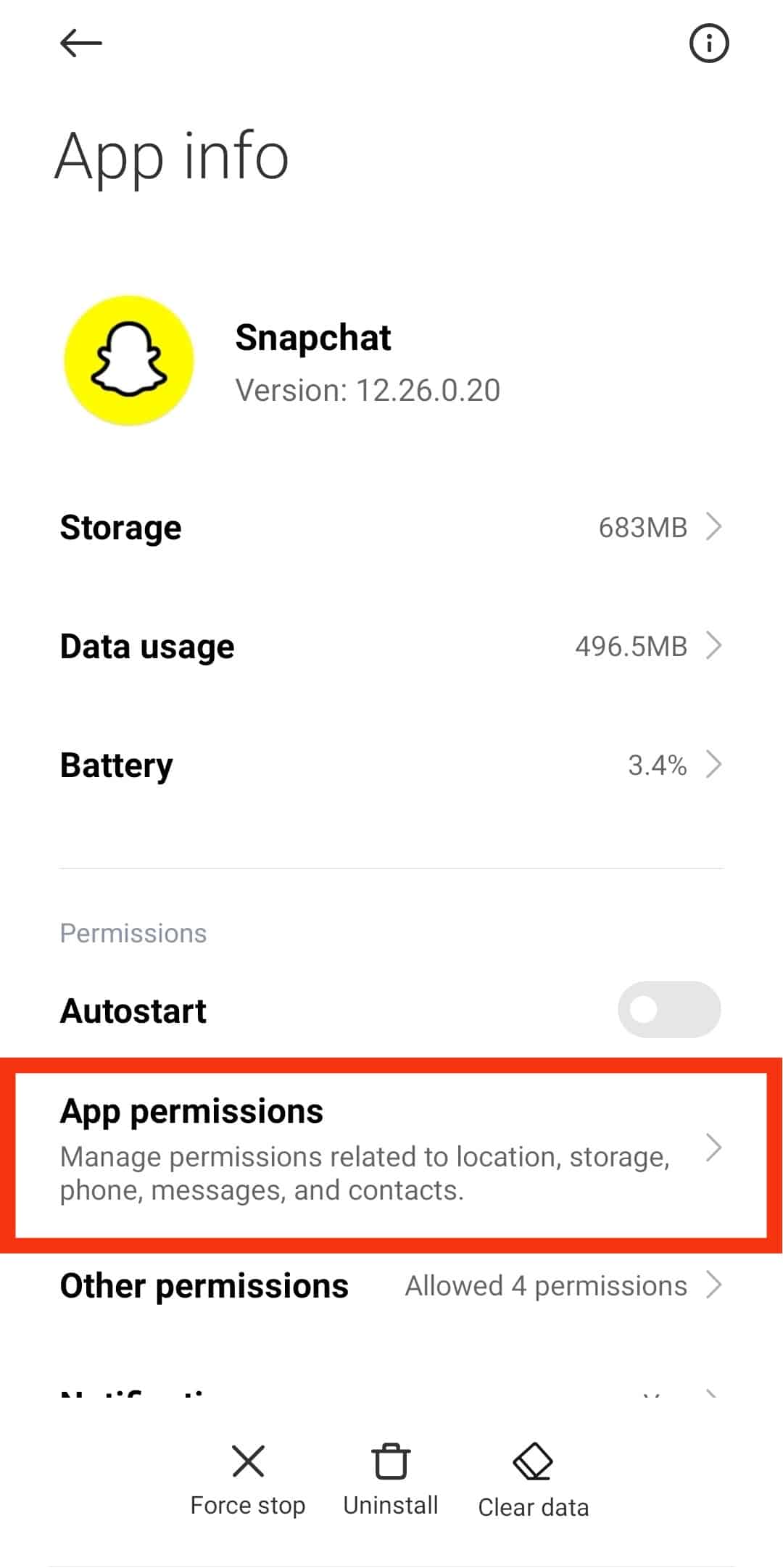 Click On App Permissions