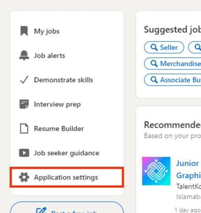 Click On Application Settings