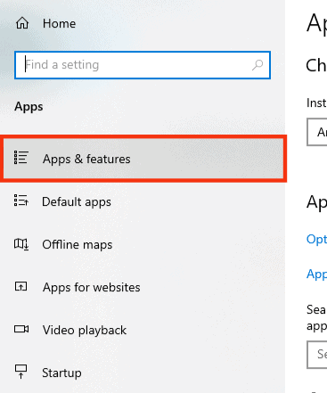 Click On Apps &Amp; Features