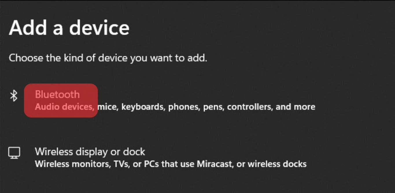 Click On Bluetooth In The Add A Device Window.