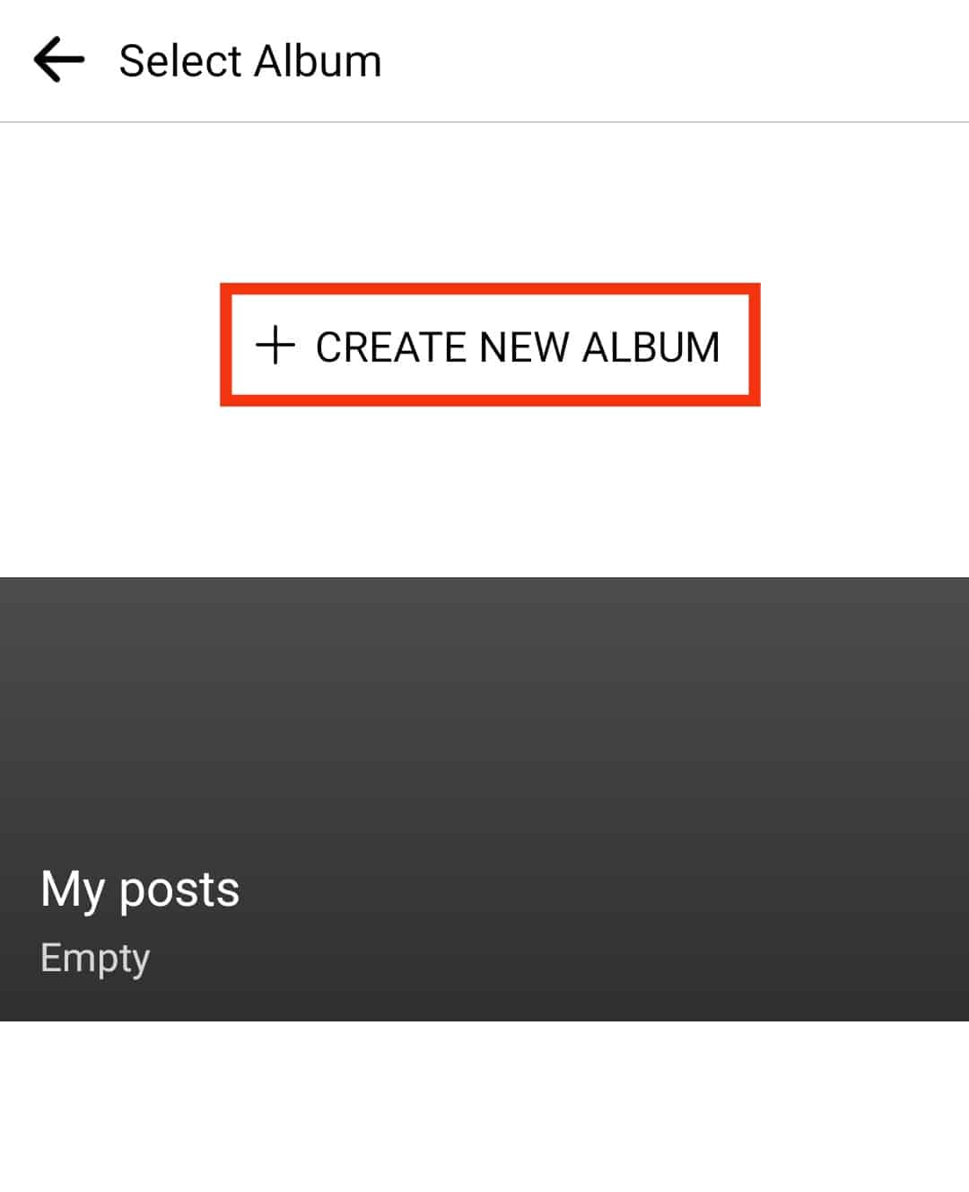 Click On + Create New Album