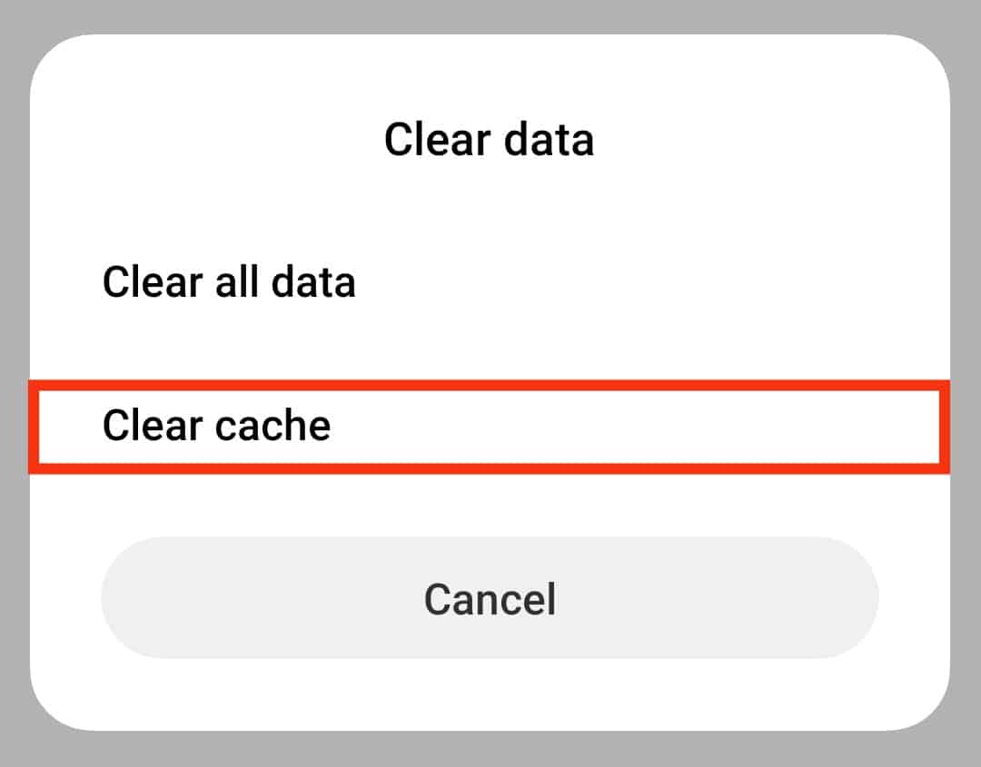 Click On Clear Cache