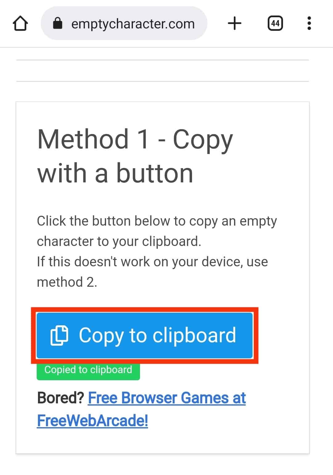 Click On Copy To Clipboard