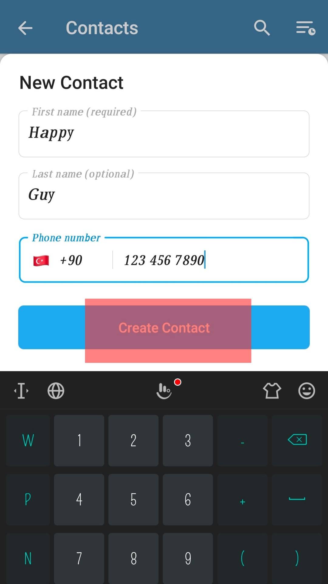 Click On Create Contact
