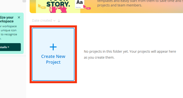 Click On Create New Project