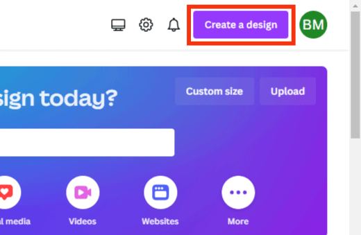 Click On Create A Design Button