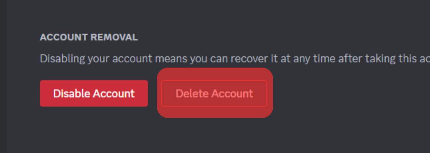 Click On Delete Account.