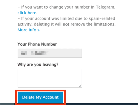 Click On Delete My Account.