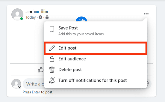 Click On Edit Post Option