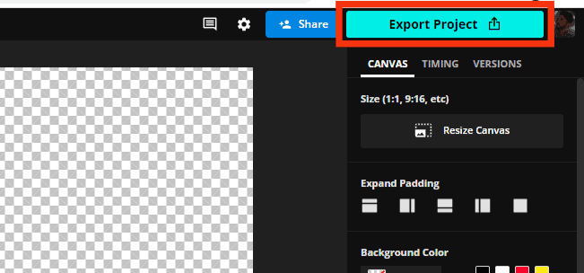 Click On Export Project