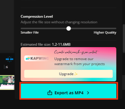Click On Export As Mp4