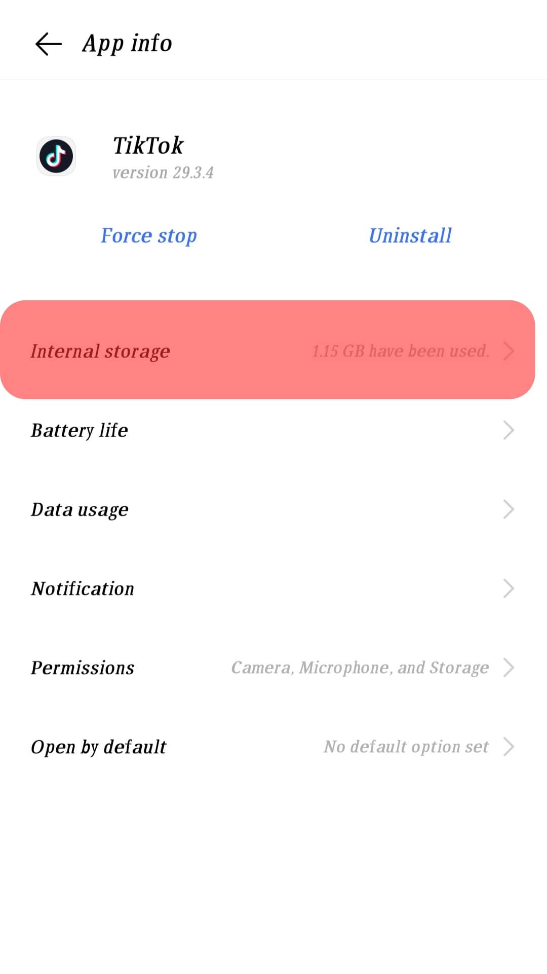 Click On Internal Storage Tiktok Mobile