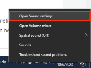 Click On Open Sound Settings.