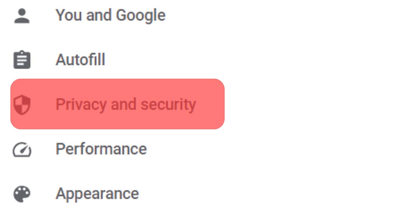 Click On Privacy And Security Chrome