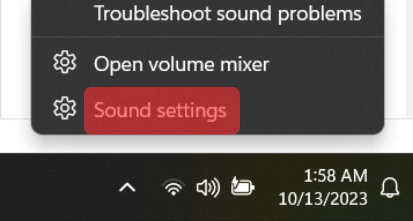 Click On Sound Settings Option.