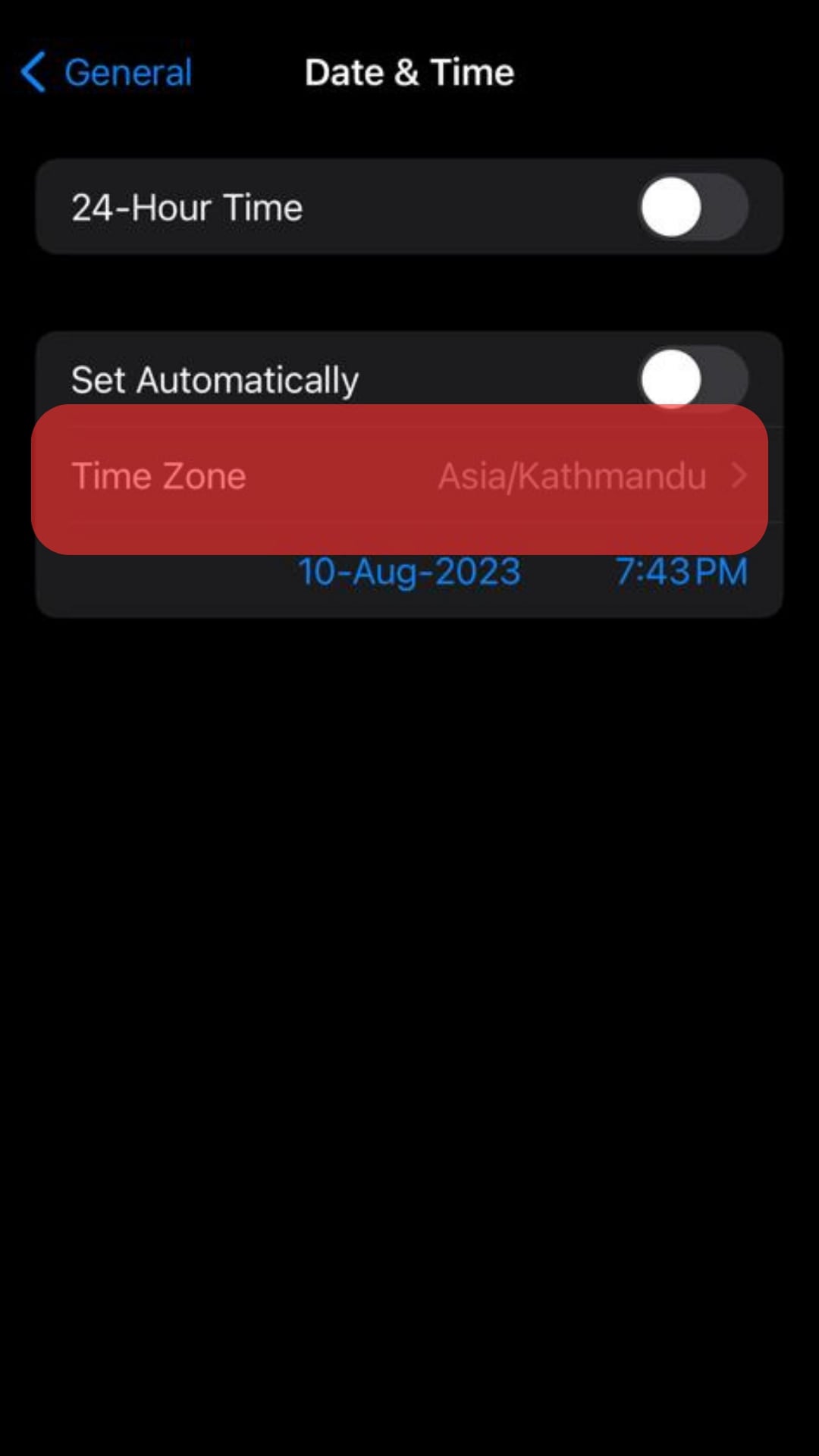 Click On Time Zone And Set Your Local Time Zone.