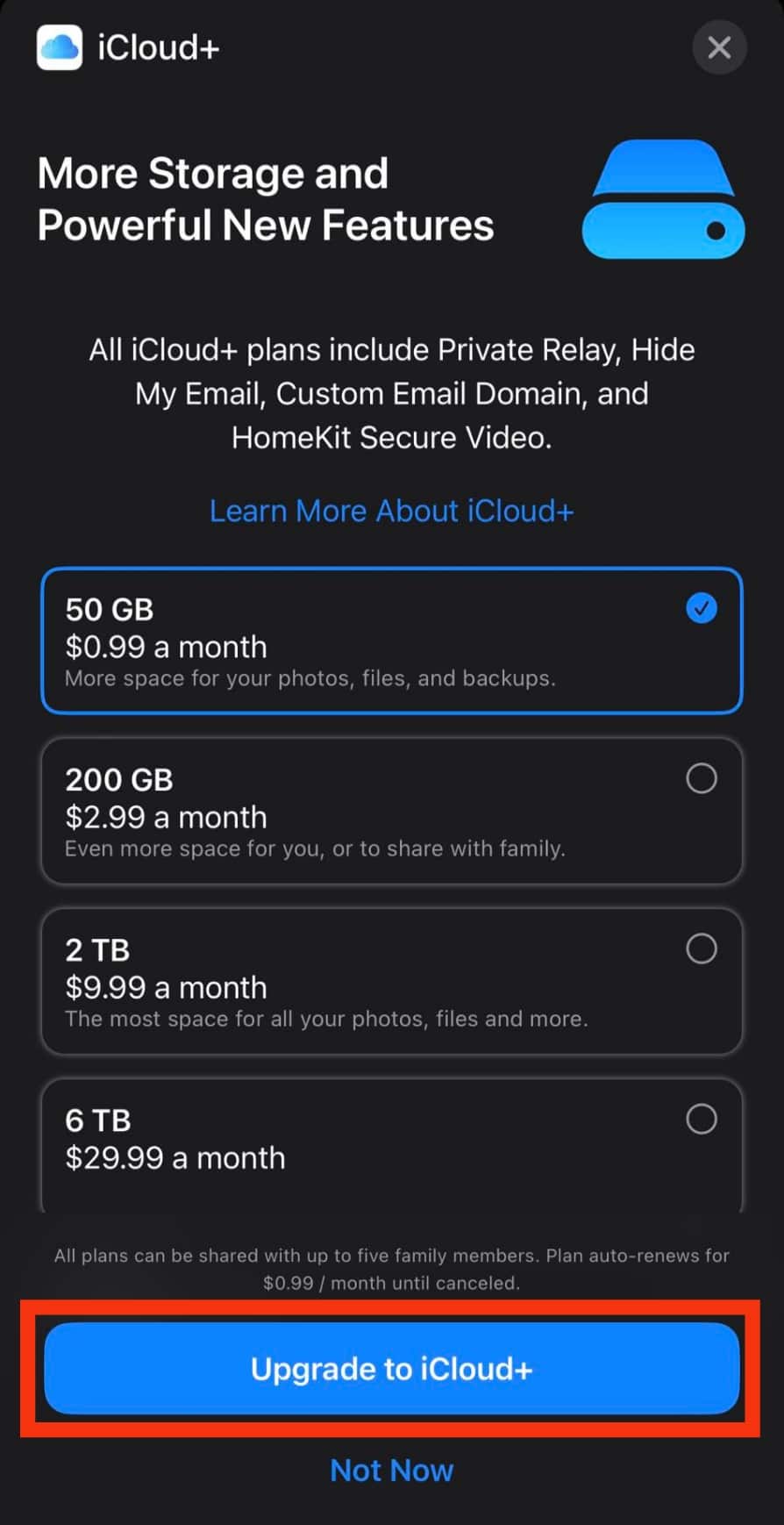 Click On Upgrade To Icloud+