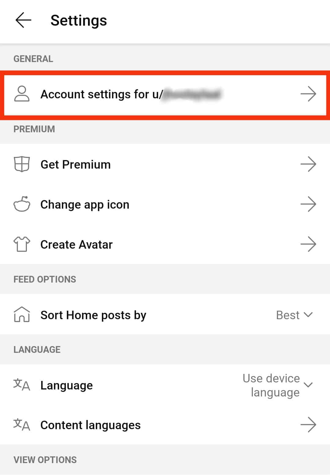 Click On Account Settings Below General