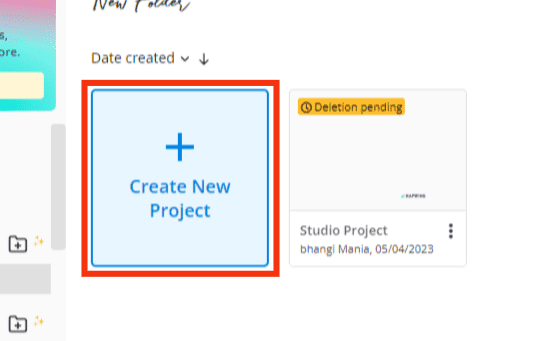 Click On Create New Project