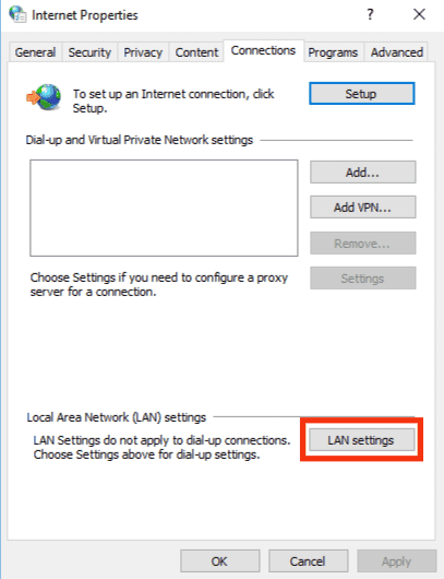 Click On Lan Settings