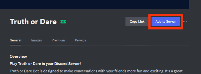 Click On The Add To Server Button