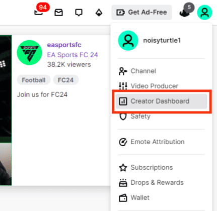 Click On The Creator Dashboard Option