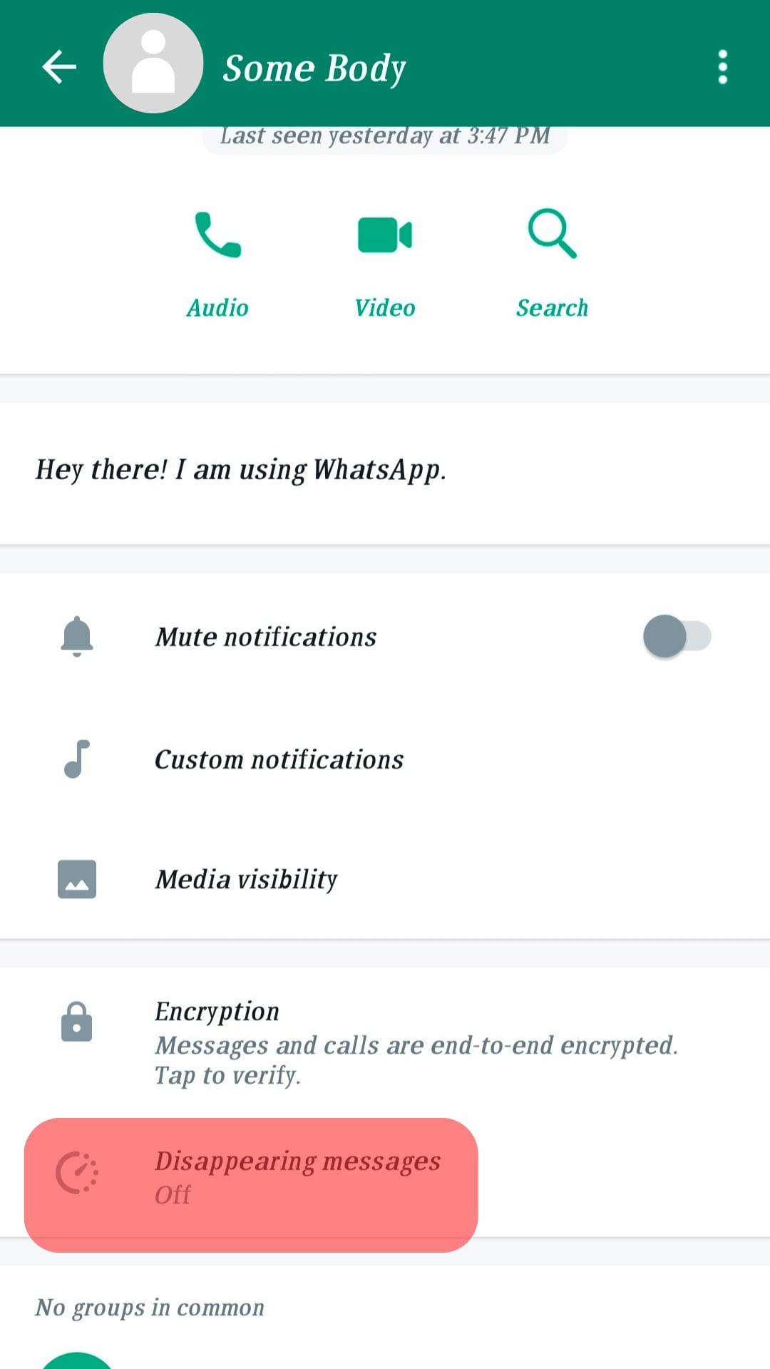 Click On The Disappearing Messages Option