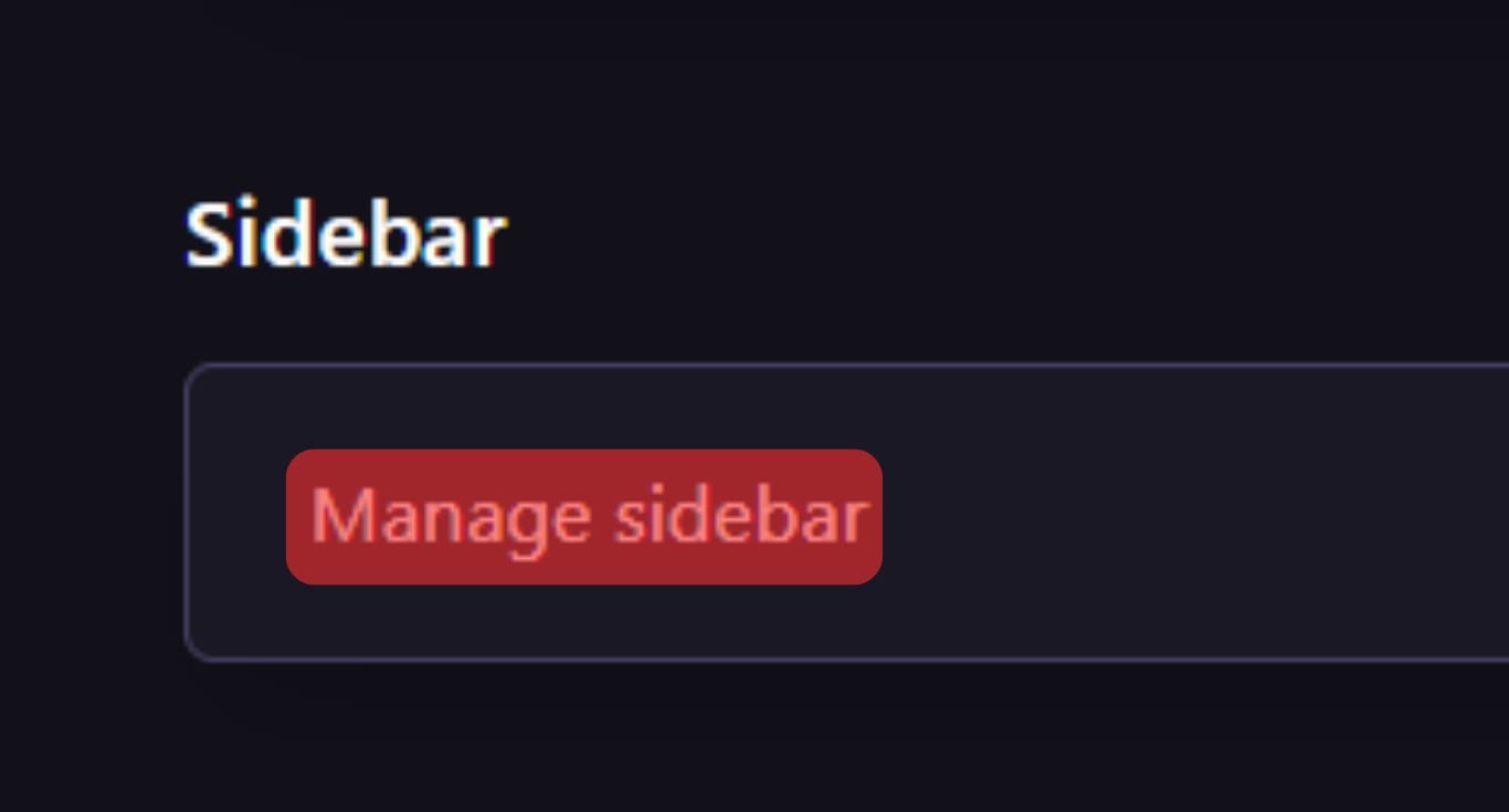 Click On The Manage Sidebar Option