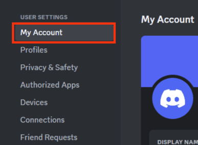 Click On The My Account Section
