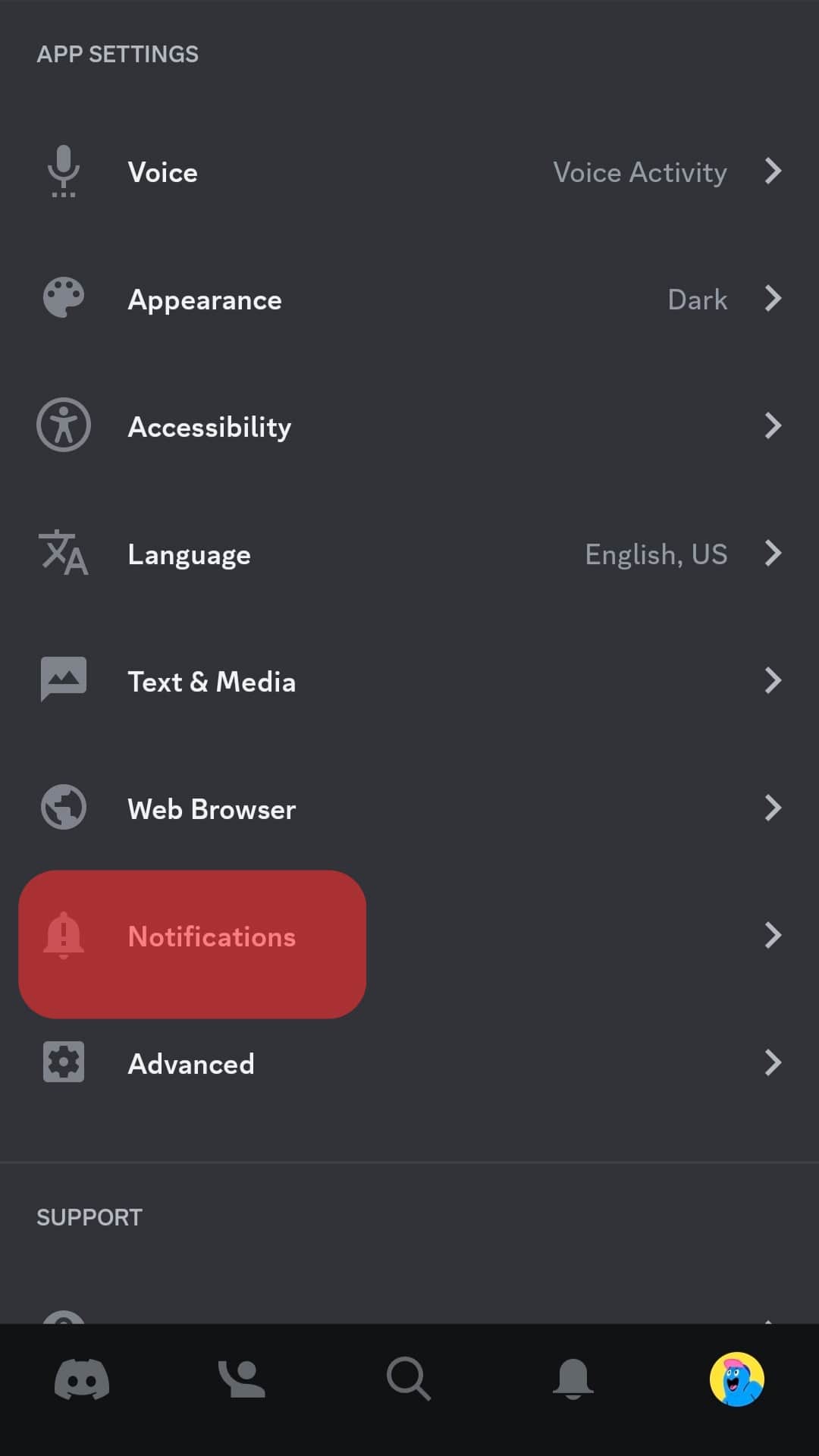 Click On The Notifications Section Discord