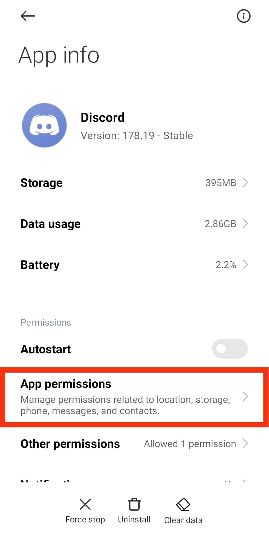 Click On The “Permissions” Or App Permissions Option