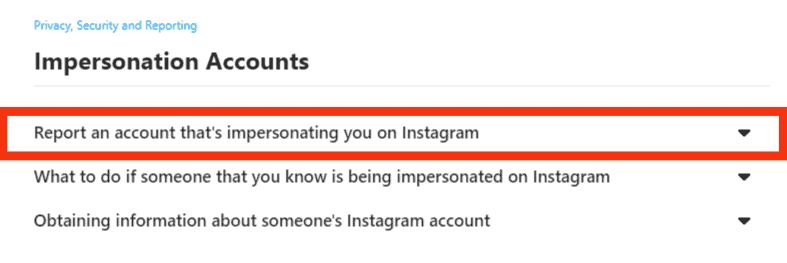 Click On The Report An Account That's Impersonating You On Instagram