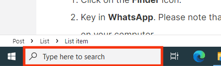 Click On The Search Bar At The Bottom Of The Page