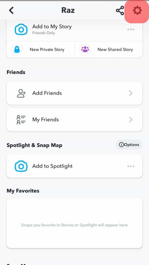 Click On The Setting Icon Snapchat