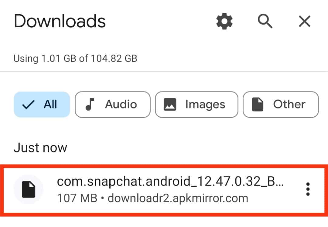 Click On The Snapchat Apk File