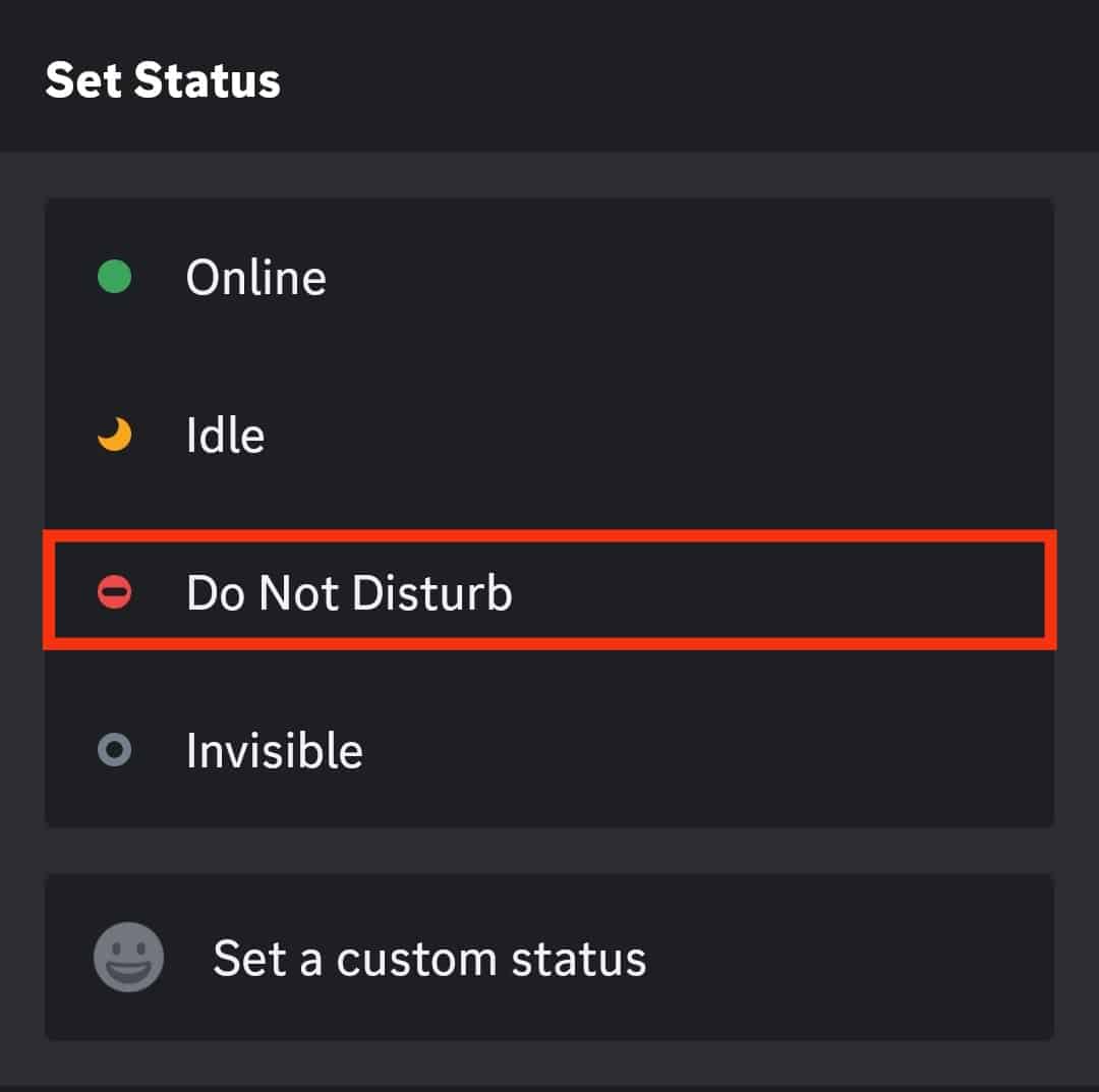 Click On The Custom Status That You Want To Set