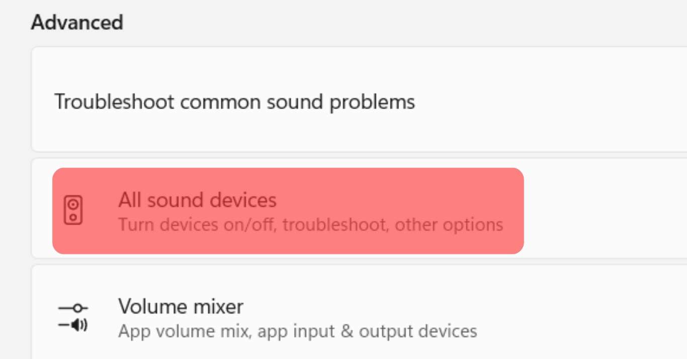 Click On The Option For All Sound Devices