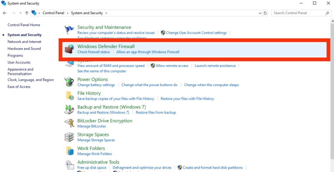 Click On Windows Defender Wall