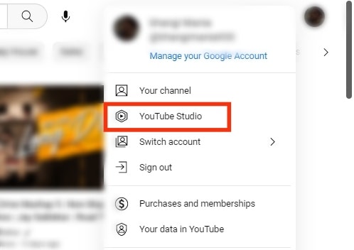 Click On Youtube Studio