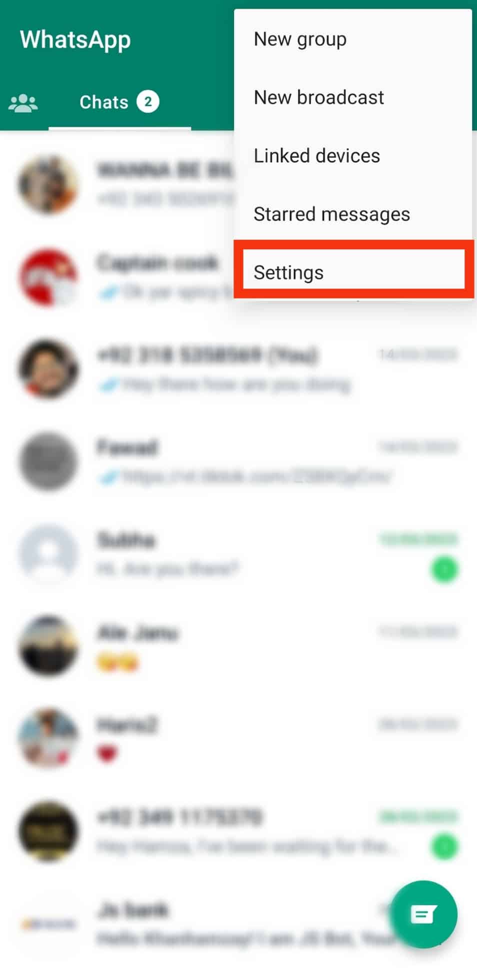 Click Settings