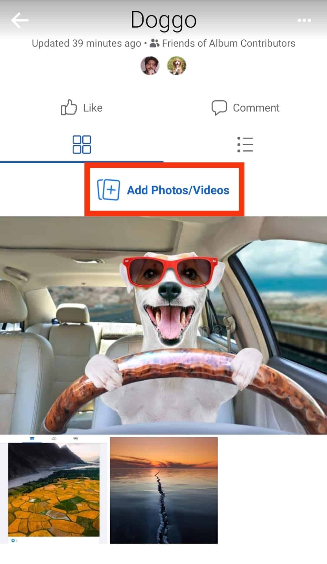 Click The Add Photosvideos Option