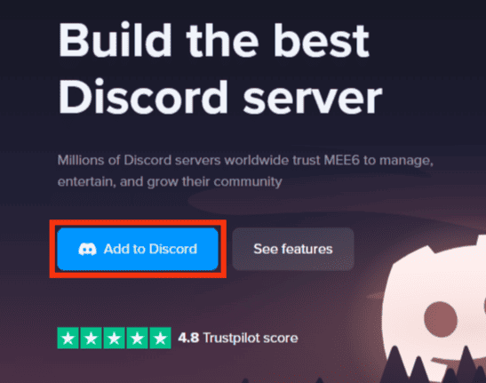 Click The Add To Discord Button