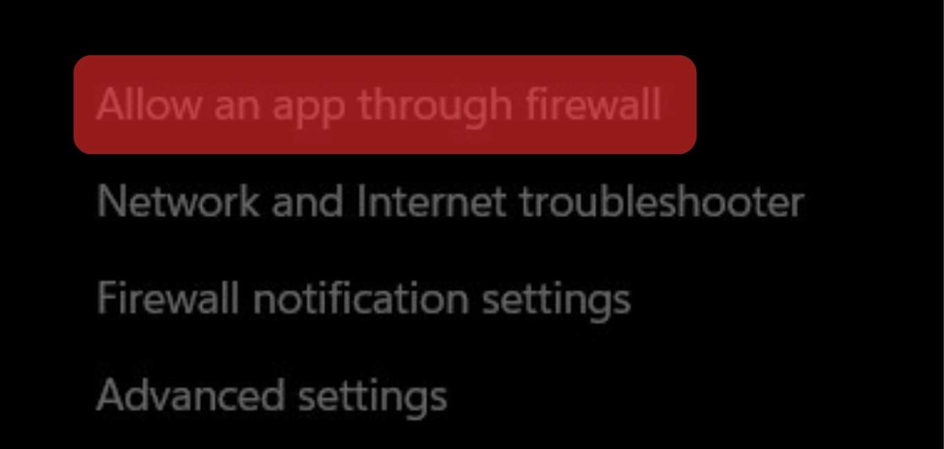 Click The Allow An App Through The Firewall