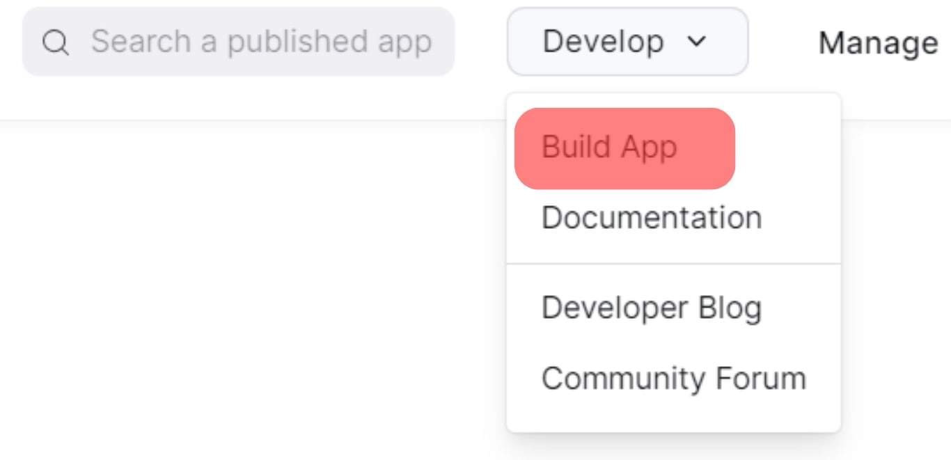 Click The Build App Option