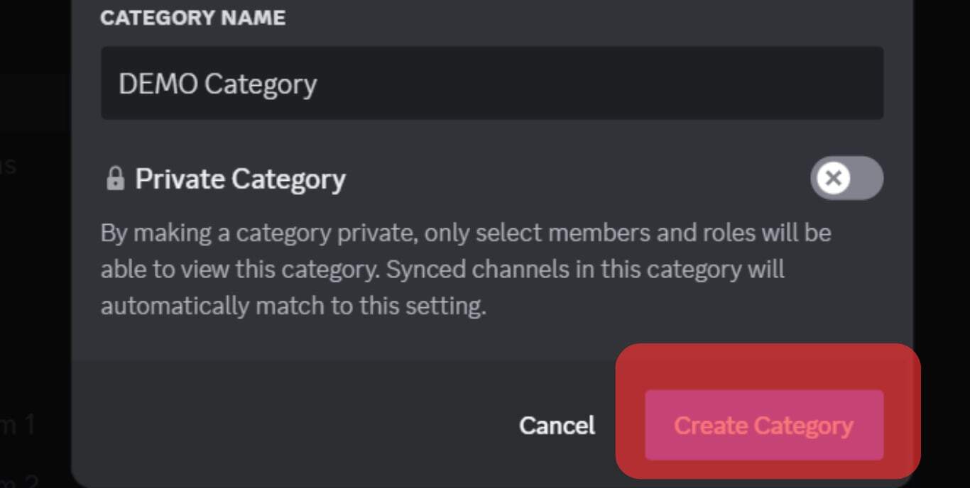 Click The Create Category Button