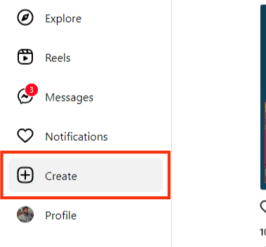 Click The Create Button In The Left Navigation Menu