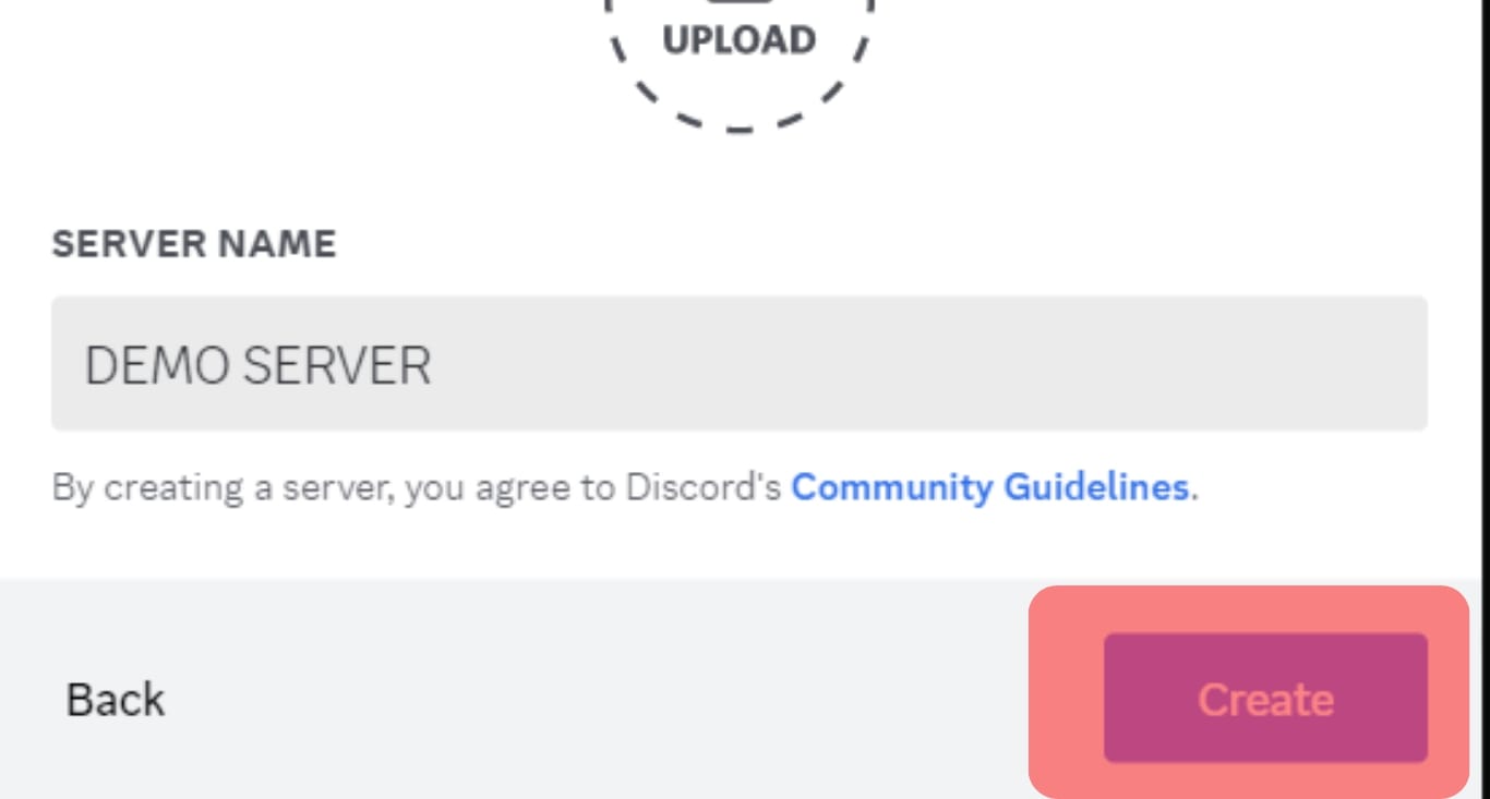 Click The Create To Complete Creating Your Discord Server.